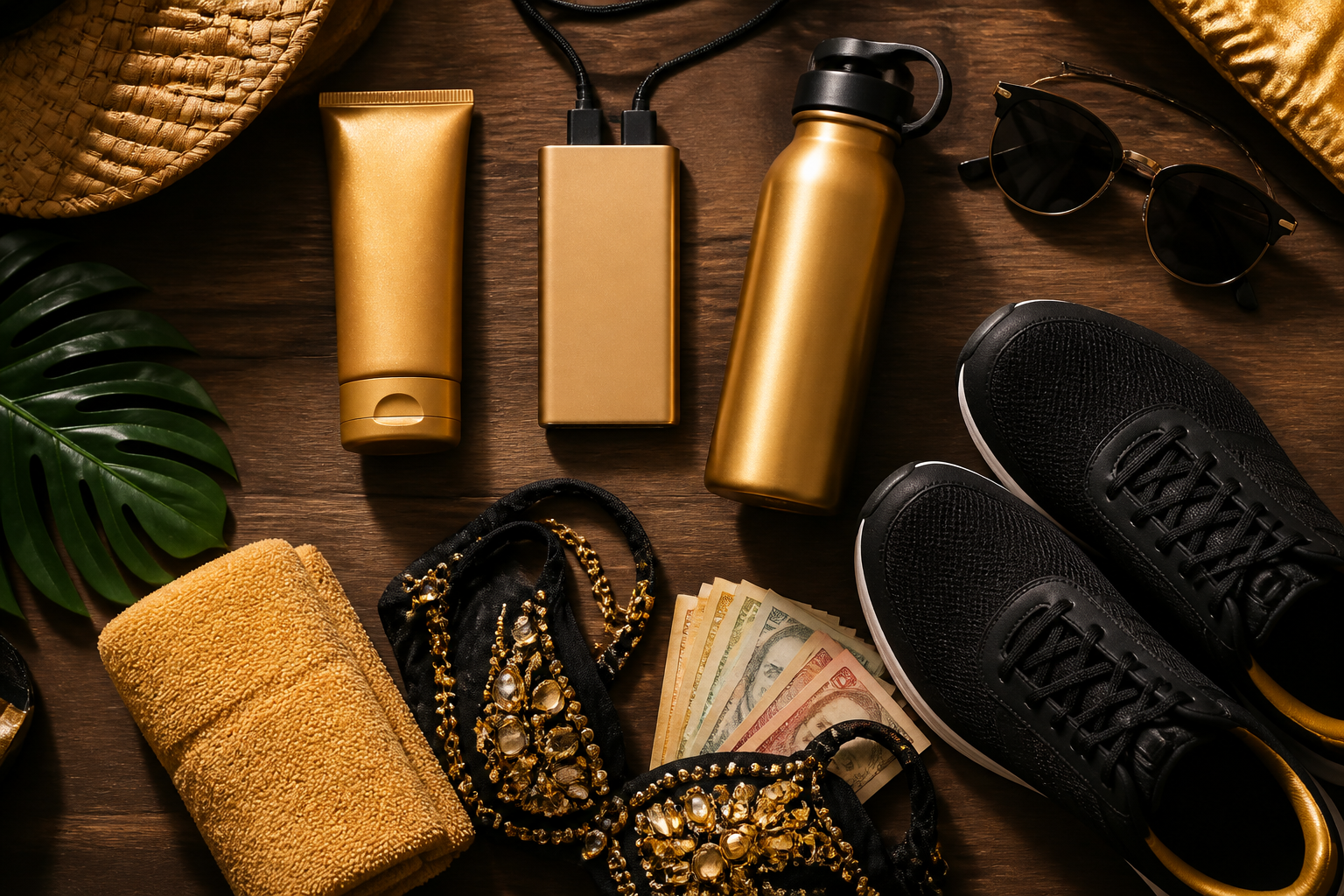 Caribbean Carnival Road Day packing essentials laid out